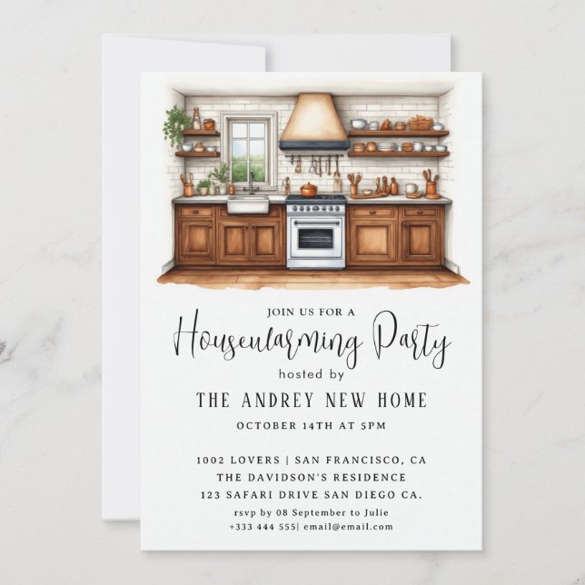 Watercolor Country Kitchen  Invitation (Front)