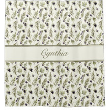 Watercolor Country Olive Pattern Monogram Name