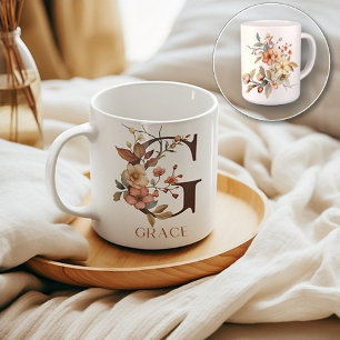 Watercolor Country Wildflower Monogram Letter G Coffee Mug