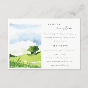 Watercolor Countryside Hills Wedding Reception Enclosure Card