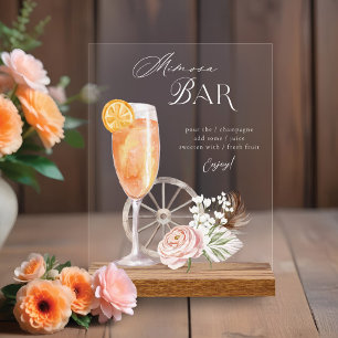 Watercolor County Western Watercolor Mimosa Bar Acrylic Sign