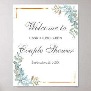 Watercolor Couple Shower Welcome Poster Sign