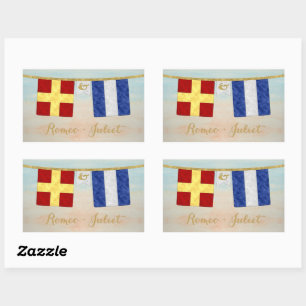 Watercolor Couples Monogram Maritime Signal Flags Rectangular Sticker