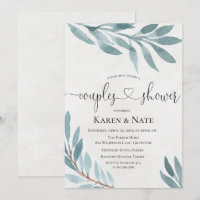 Watercolor Couples Shower Botanical Invitation