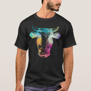 Watercolor Cow Face Farm Animal  Farmer Cow T-Shirt