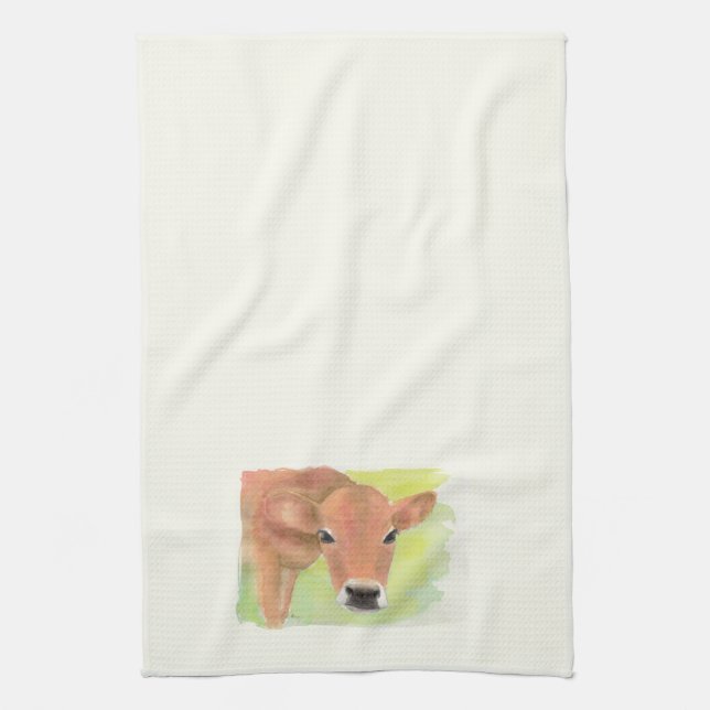 Watercolor Cow  Kitchen Towel (Vertical)