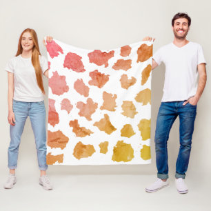 Watercolor Cow Skin Pattern Fleece Blanket