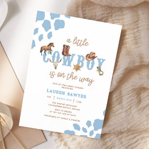 Watercolor Cowboy Baby Boy Shower Invitation