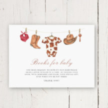 Watercolor Cowboy Baby Shower Books for baby