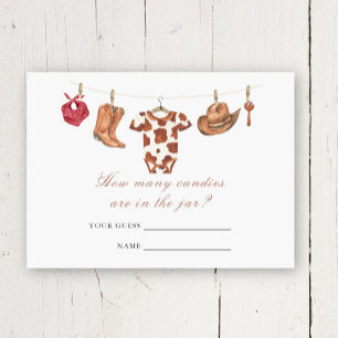 Watercolor Cowboy Baby Shower How many candies  Enclosure Card
