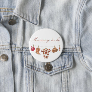 Watercolor Cowboy Baby Shower - mommy to be 7.5 Cm Round Badge