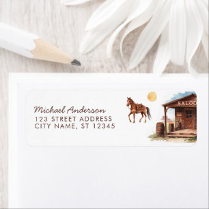 Watercolor Cowboy Western Return Address