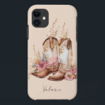 Watercolor Cowgirl Boots Floral Monogram Case-Mate iPhone Case<br><div class="desc">All text is adjustable. Watercolor Boho Floral Cowgirl Boots Simple and Elegant Monogram. Just change the text to meet your needs.</div>