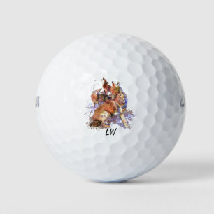 Watercolor Coyote Animals Art Monogram Art Golf Balls