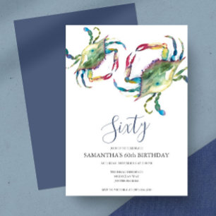 Watercolor Crab Boil 60th Birthday  Invitation