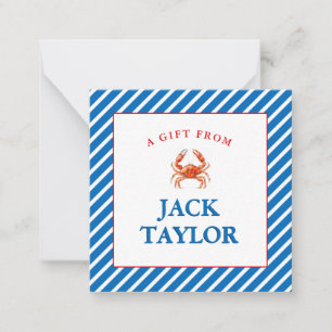 Watercolor Crab Boys Personalised Gift Enclosure Card