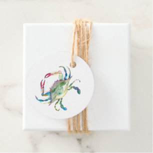 Watercolor Crab Favor Tags