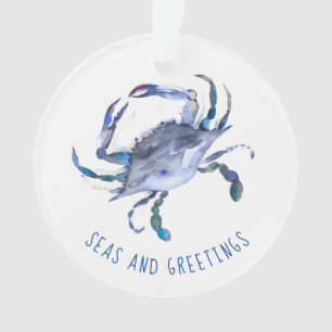 Watercolor Crab First Married Christmas Ornament
