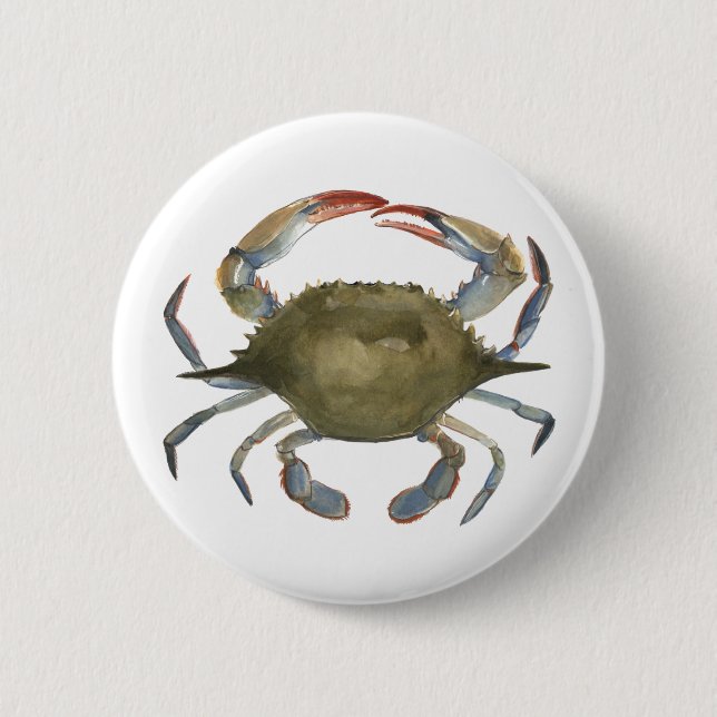 Watercolor Crab - Grey 6 Cm Round Badge (Front)