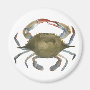 Watercolor Crab - Grey Magnet