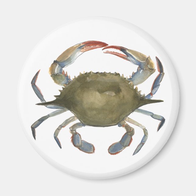 Watercolor Crab - Grey Magnet (Front)