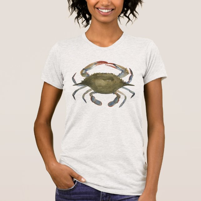 Watercolor Crab - Grey T-Shirt (Front)