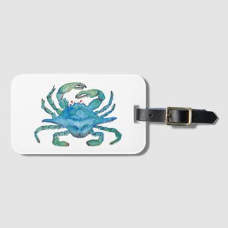 Watercolor crab luggage tag
