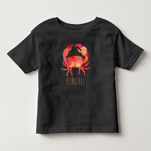 Watercolor Crab Ocean Kids Personalised Toddler T-Shirt (Front)