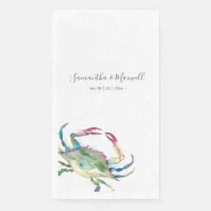 Watercolor Crab Personalised Guest Towels  Napkin