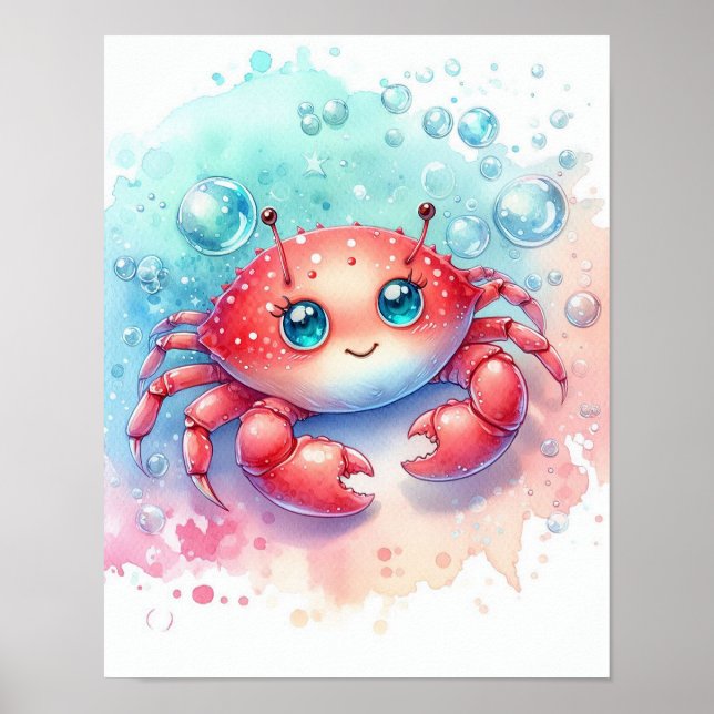 Watercolor Crab Poster (Front)
