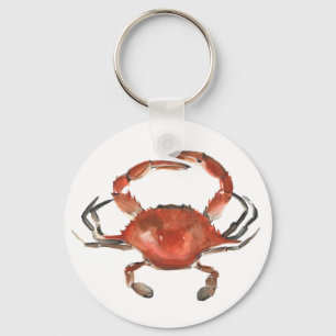Watercolor Crab - Red Key Ring