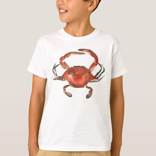 Watercolor Crab - Red T-Shirt (Front)