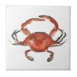 Watercolor Crab - Red Tile<br><div class="desc">"Watercolor Crab" by Emma Scarvey. Features a red watercolor crab on white background.</div>