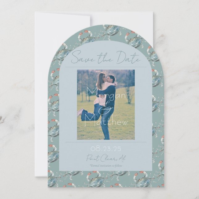 Watercolor Crab Wedding Save the Date Invitation (Front)