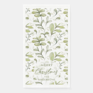 Watercolor Cranberry Branches Custom Christmas Napkin