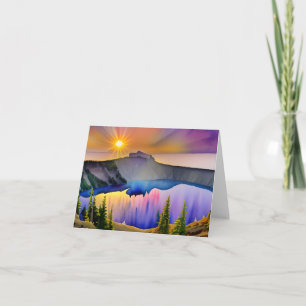 Watercolor crater lake customisable card