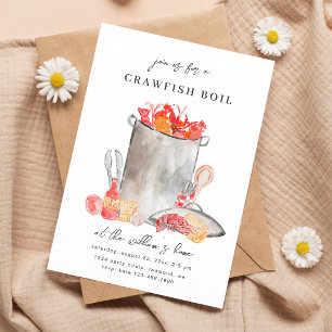 Watercolor Crawfish Boil Celebration Invite