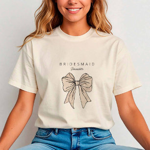 Watercolor Cream Bow Bridesmaid Bachelorette T-Shirt