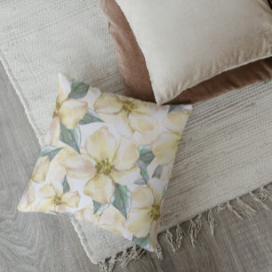 Watercolor Cream Flower - Neutral Floral Cushion