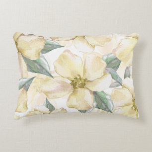 Watercolor Cream Flower - Neutral Floral Decorative Cushion
