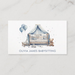 Watercolor Crib Babysitter Nanny Childcare Daycare Business Card