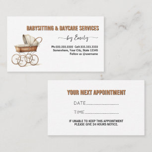 Watercolor crib Babysitting business Appointment Card