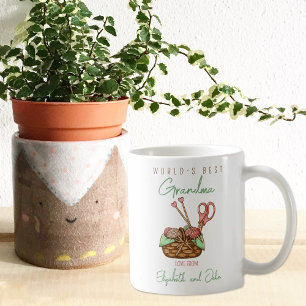 Watercolor Crochet World´s Best Grandma Custom Coffee Mug