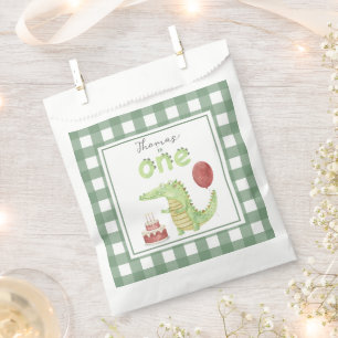 Watercolor Crocodile 1st birthday Favour Bags