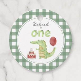 Watercolor Crocodile 1st birthday Favour Tags