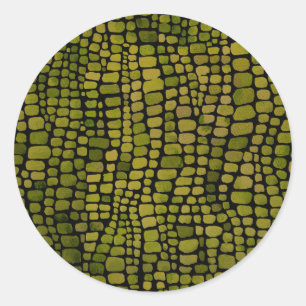 Watercolor Crocodile Print Classic Round Sticker