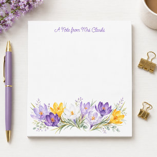 Watercolor Crocus Floral Personalised Post-it Notes
