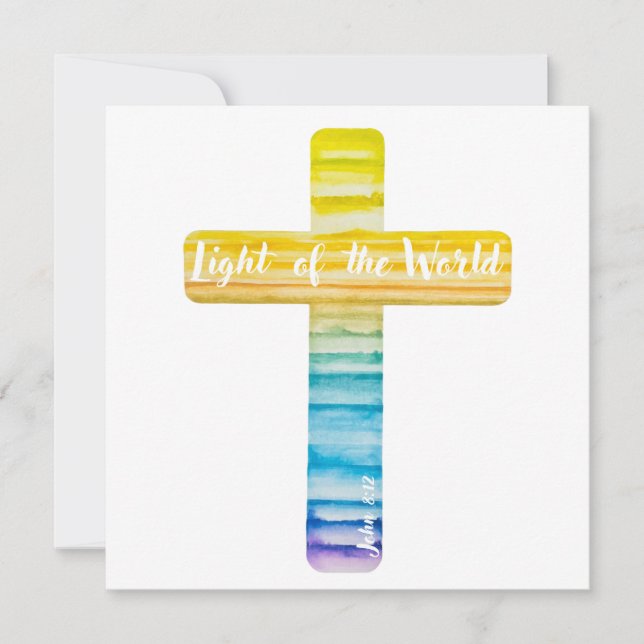 Watercolor Cross Baptism Invitations Religious  (Front)