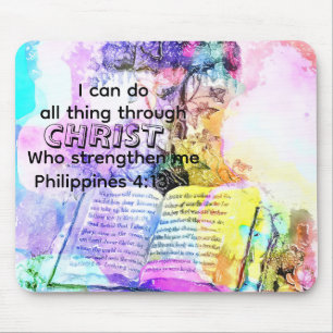 Watercolor cross bible verse Christian Mouse Pad