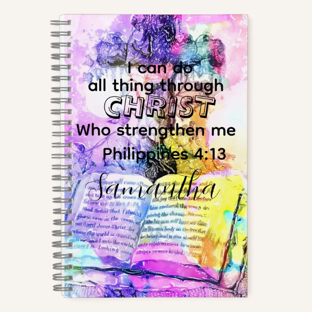 Watercolor cross bible verse Christian  Notebook (Front)